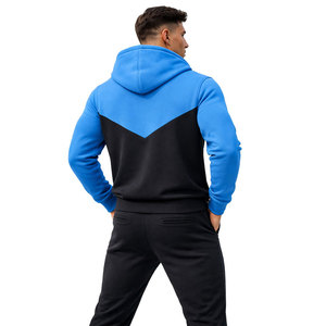Conjunto de sudadera con capucha y pantalón deportivo de dos tonos para hombre, sudadera con capucha con cremallera, ropa deportiva ajustada, conjunto informal para el gimnasio - Product Image 5