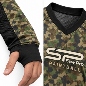 Camiseta de Paintball Sublimada Personalizada, Manga Larga, Camuflaje, Paneles de Malla, Puños con Orificios para Pulgares, Uniforme de Equipo OEM - Product Image 3