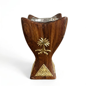 Traditional Arabic Wooden Mabkhara Brass Design Premium Eco-friendly Religious Bakhoor <b>Burner</b> Metal Inlay Decorative All-Season - Product Image 1