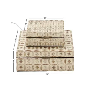 Bonito joyero decorativo con incrustaciones de hueso de color, hallazgos elegantes para exhibiciones de joyas elegantes - Product Image 4