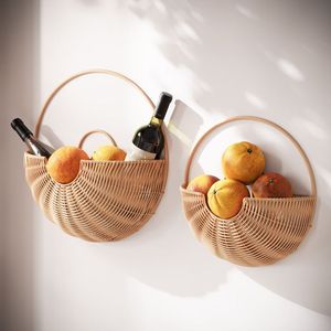 Panier mural tressé en plastique fait main, écologique, rustique, pour l'organisation, la présentation de plantes, les arrangements floraux et les ustensiles de cuisine - Product Image 3