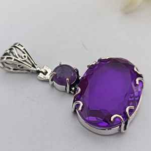 Hermoso colgante de amatista, plata de ley 925, joyería hecha a mano, regalo para mujer, cumpleaños, diseño elegante y lujoso - Product Image 6