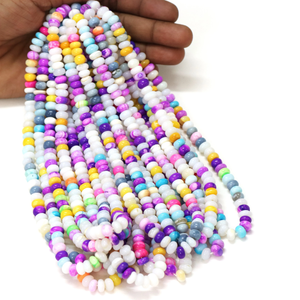 Perles Rondelles Opale Multicolores : Perles en Pierre Précieuse Lisses (7-9mm) - Product Image 1