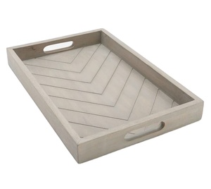 New Arrival Modern Chevron Pattern Serving <b>Tray</b> Elegant Wooden <b>Tray</b> for Home Decor with Handles Stylish <b>Kitchen</b> <b>Tray</b> for Serving - Product Image 1