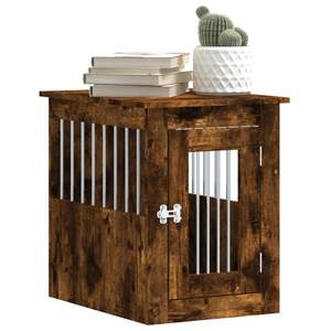 Cage pour chien de taille moyenne en bois d'ingénierie chêne fumé avec structure en acier – Maison et mobilier pratiques pour animaux de compagnie - Product Image 4