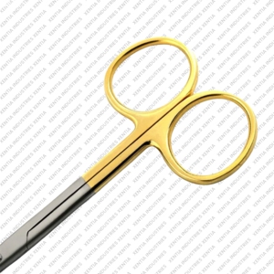 Tijeras de Precisión de Carburo de Tungsteno Iris de 3.5 Pulgadas con Punta Fina Recta/Curva, Mango Dorado, Instrumento de Disección de Acero Inoxidable CE - Product Image 5