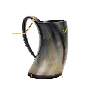 Craftshub Tasse en corne de boeuf faite à la main écologique de 12 pouces Style médiéval authentique Finition brillante naturelle Boissons chaudes/froides Promotions - Product Image 3