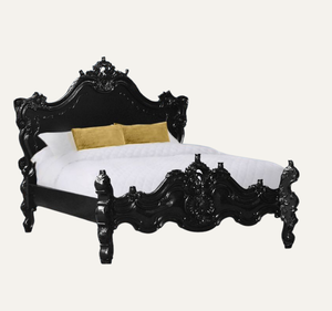 เฟอร์นิเจอร์ห้องนอนสุดหรูสไตล์ยุโรปคลาสสิก แกะสลักด้วยมือ ขนาดคิงไซส์ ทำจากไม้มะฮอกกานีเนื้อแข็ง สีดำ - Product Image 1