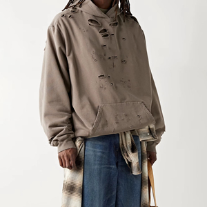 Factory Wholesale High Quality <b>Pullover</b> Custom 80_ Cotton Stylish Athletic <b>Men</b> Distressed Hoodies - Product Image 3