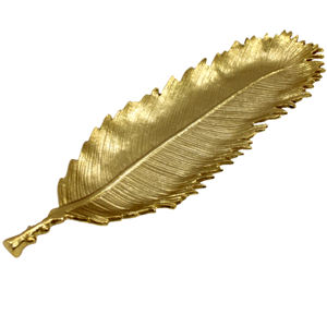 Plato de Servir de Aluminio Fundido en Forma de Hoja para Vajilla, Niquelado Brillante, Hecho a Mano y Personalizado - Product Image 4