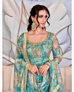 Vestido Anarkali de Georgette Fox, Salwar Kameez, Traje Pakistaní Indio para Bodas y Fiestas, Estilo Bollywood, para Ocasiones Especiales, NUEVO FATEMA - Product Image 5