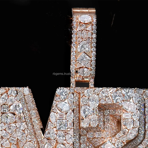 Colgante Personalizado de Plata 925 Bañado en Oro Rosa con Moissanita VVS en Forma de Letra, Estilo Hip Hop Iced Out, Unisex, para Fiestas - Product Image 1