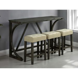 Set da Pranzo Funzionale 4 Pezzi Marrone, Tavolo da Cucina Unico con USB e 3 Sgabelli Beige Trapuntati, Funzionale ed Elegante - Product Image 2