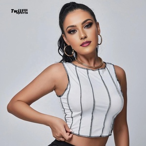 Camiseta sin mangas para mujer, camiseta sin mangas para gimnasio deportivo a la moda para mujer, camiseta sin mangas blanca orgánica de bambú, Top corto, chaleco deportivo para mujer - Product Image 4