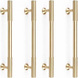 Solid Brass <b>Gold</b> Cabinet Pulls, Brushed Brass Modern Drawer Pulls for <b>Kitchen</b>, Bathroom, Wardrobe Brass <b>Handle</b> - Product Image 1
