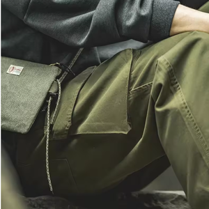 กางเกงวินเทจกองทัพเรืออังกฤษสำหรับผู้ชาย กางเกงคาร์โก้ทรงกระบอกผ้าฝ้ายแท้ กางเกงขายาวทรงตรงกระเป๋าใหญ่ลำลองสำหรับทุกฤดูกาล - Product Image 3