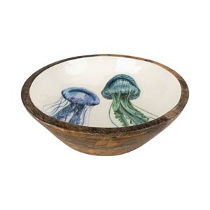 Juego de Tazones de Madera Hechos a Mano con Interior Esmaltado con Diseño de Peces Azules para Mesa de Comedor Moderna - Product Image 6