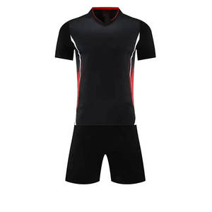 Ensemble de maillot de football personnalisé pour homme, noir, sublimé, manches courtes, col en V, évacuation de l'humidité, ajusté, 100% polyester, taille adulte - Product Image 1