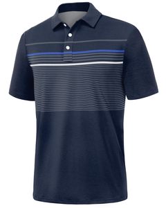 Polo à manches courtes en tricot rayé pour homme, design respirant décontracté, coupe classique, faible MOQ, polos pour homme - Product Image 3