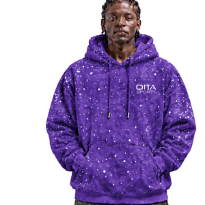 Sweat à capuche pour homme en molleton épais, imprimé galaxie violette, coupe oversize, style streetwear décontracté, avec poche kangourou et cordon de serrage - Product Image 1