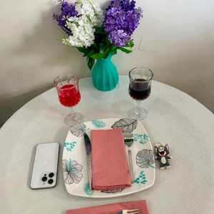 Serviettes de table de luxe en coton biologique respirant, faites à la main, couleur rose poudré, pour dîner de mariage et restaurant - Product Image 3