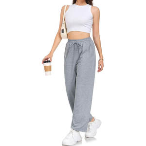 Pantalones deportivos holgados de cintura alta y pierna ancha para mujer, pantalones cómodos para estar en casa y pantalones deportivos con bolsillos, atuendos informales de otoño - Product Image 4