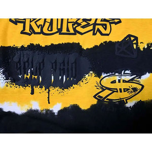 Salty Craft Men's Short Sleeve <b>T</b>-<b>Shirt</b> Yellow Black Tie Dye <b>Graffiti</b> Print Street Style Regular Fit O-Neck Jersey Cotton Tee - Product Image 3
