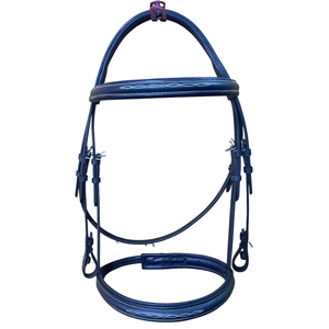 Brida de cuero anatómica para caballo de caza Jumping Equestrian Havana, blanca con costuras elegantes y frontal con cincha, equipo ecuestre - Product Image 5