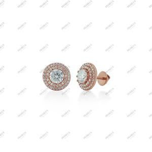 Rhodium Plated Diamond Brilliant Cut Solitaire Stud <b>Earrings</b> Luxury <b>Women's</b> Jewelry Engagement Wedding Anniversary Party Gift - Product Image 4