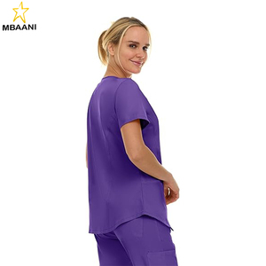 <b>Scrubs</b> Women's V-Neck Notch Fashion Stretch <b>Scrub</b> <b>Top</b> with Two Pockets, Flex Easy Care Fabric - Product Image 5