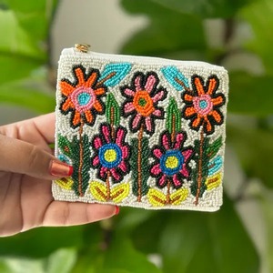 Unique Customizable Textile Beaded Embroidery Seed Beads Mini <b>Coin</b> <b>Purse</b> Fancy Handmade <b>Coin</b> Pouch - Product Image 2