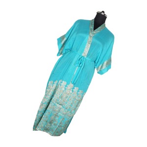 KL001 2026 Winter Autumn Women Vintage Sari Kimono Long Sleeve Blended Poly Silk Quick Dry Stylish Multi Color Nightgown - Product Image 2