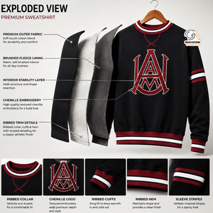 Sudadera Clásica de la Universidad A&M |   Logotipo AAMU, Diseño Sólido para Todas las Temporadas, Tejido Bordado, Antiencogimiento, Sin Forro - Product Image 5