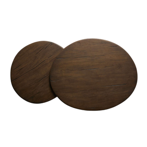 Luxury Solid Teak <b>Nesting</b> Round <b>Coffee</b> <b>Table</b> <b>Set</b> Durable Pedestal Base Rustic Natural Grain and Space Saving Design - Product Image 4