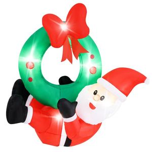 Decorazione Natalizia Gonfiabile Impermeabile IP44 in Poliestere da 120 cm con Ghirlanda di Babbo Natale e 5 Luci LED (3 Ghirlande/2 Babbo Natale) - 2 Decorazioni da Esterno per Giardino - Product Image 3