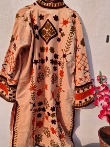 Suzani Embroidered Velvet Quilted Long Hooded <b>Jacket</b> | Reversible Boho Floral Handmade Ethnic Festival & <b>Wedding</b> Wear - Product Image 3