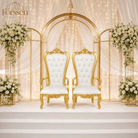 Chaises de mariage pour la mariée et le marié, fauteuils de trône dorés à dossier haut pour hôtel, banquet, événement, scène