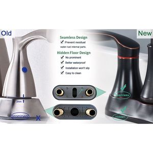 Rubinetto da Bagno in Bronzo Oliato da 4 Pollici con Scarico a Scomparsa e Tubi di Alimentazione, Miscelatore a 2 Maniglie per Lavabo e Doccia - Product Image 2