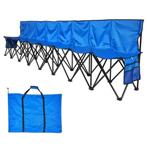 Panca Pieghevole Portatile a 8 Posti per Patio, Leggera, con Tasche Laterali e Borsa per il Trasporto, Ideale per il Campo da Calcio - Product Image 1
