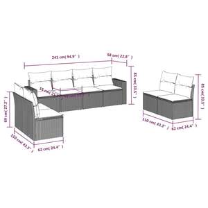 Juego de sofás de patio de ratán sintético marrón de 8 piezas con cojines, elegantes muebles de exterior - Product Image 3