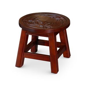 Carved Floral Cherry Wooden <b>Step</b> <b>Stool</b> Kids' Chair - Product Image 1