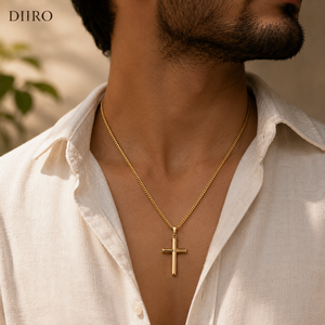 Collar de Cadena con Baño de Oro Amarillo de 18K para Hombre, con Colgante de Cruz Geométrica Simple, Joyería, Regalo de Aniversario - Product Image 6