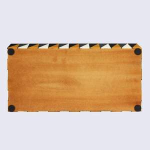 AL MALIK CRAFT AMC Caja de Almacenamiento Rectangular de Madera, Organizador de Joyas con Patrón Geométrico Negro, Blanco y Naranja, 0-1L - Product Image 4