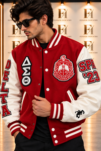 Chaqueta Varsity para Hombre, Chaqueta Clásica Letterman, Cuerpo de Lana, Mangas en Contraste, Parches de Chenille, Botones a Presión, Chaqueta de Béisbol - Product Image 5