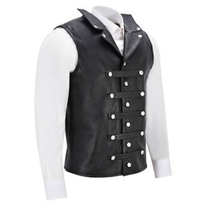 Chaleco de Cuero Genuino Personalizado para Hombre, Chaleco sin Mangas con Múltiples Bolsillos, Impermeable, Transpirable, Estilo Motociclista, Informal para Invierno y Actividades al Aire Libre - Product Image 1