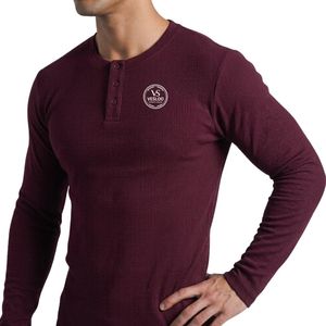Men's Maroon Solid <b>Cloud</b> Warm Tee Soft Lightweight Crew <b>Neck</b> Long Sleeve Fitness Gym Training Workout Performance 180g - Product Image 6