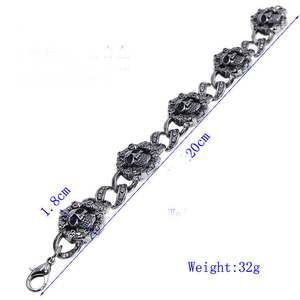 Pulsera <span class=keywords><strong>de</strong></span> Cadena <span class=keywords><strong>con</strong></span> Calavera para Hombre, Estilo Punk, <span class=keywords><strong>de</strong></span> Aleación <span class=keywords><strong>de</strong></span> Zinc, Color Plata Antigua, Personalizada <span class=keywords><strong>con</strong></span> Diseño <span class=keywords><strong>de</strong></span> Banda <span class=keywords><strong>de</strong></span> <span class=keywords><strong>Rock</strong></span> Vintage - Product Image 2