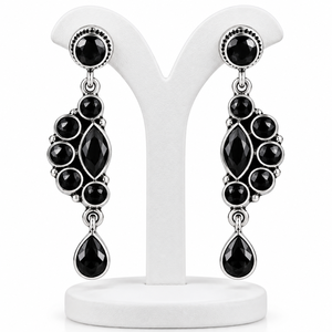 Proveedor Confiable de Pendientes Colgantes de Plata Oxidada con Múltiples Piedras para Mujer, Proveedor de Joyería al por Mayor, Fabricante de India - Product Image 1