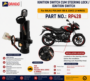 Nouvel interrupteur d'allumage à 2 fils avec serrure et actionneur rotatif frontal pour Bajaj Pulsar 180 220cc, qualité export, pièces détachées pour deux-roues - Product Image 3