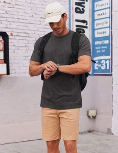 T-shirt à manches courtes pour homme, coupe ample, en spandex/coton, col rond, respirant, séchage rapide, tissu écologique 180g, personnalisable OEM ODM en gros - Product Image 4